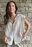 Elsie Pure Cotton Cap Sleeve Blouse Stone
